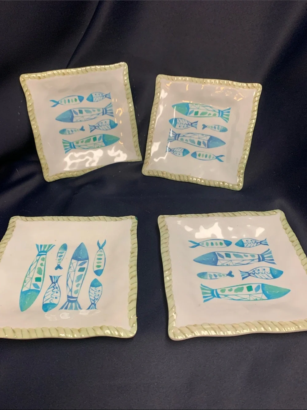 Fish dish melamine 6 x 6 beach decor EUC Picnic Pool Outdoor